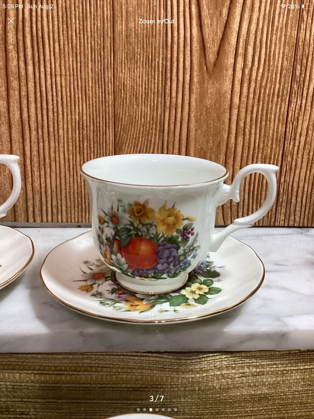 Royal Court Fine Bone China Floral Teacup and Saucer Set - Multicolor